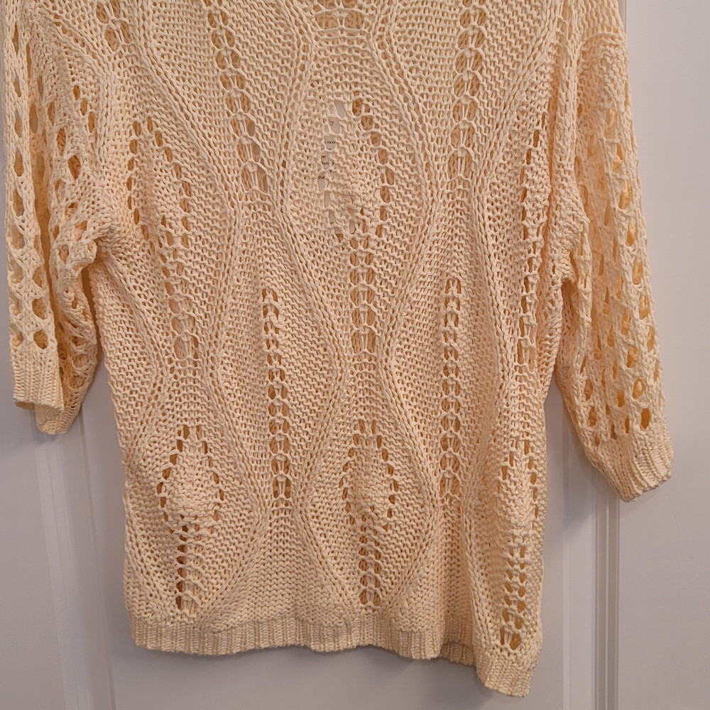 Evaless Cream Open Knit Sweater